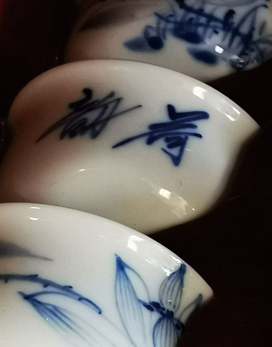 Hand-Painted Blue and White Porcelain Tea Set